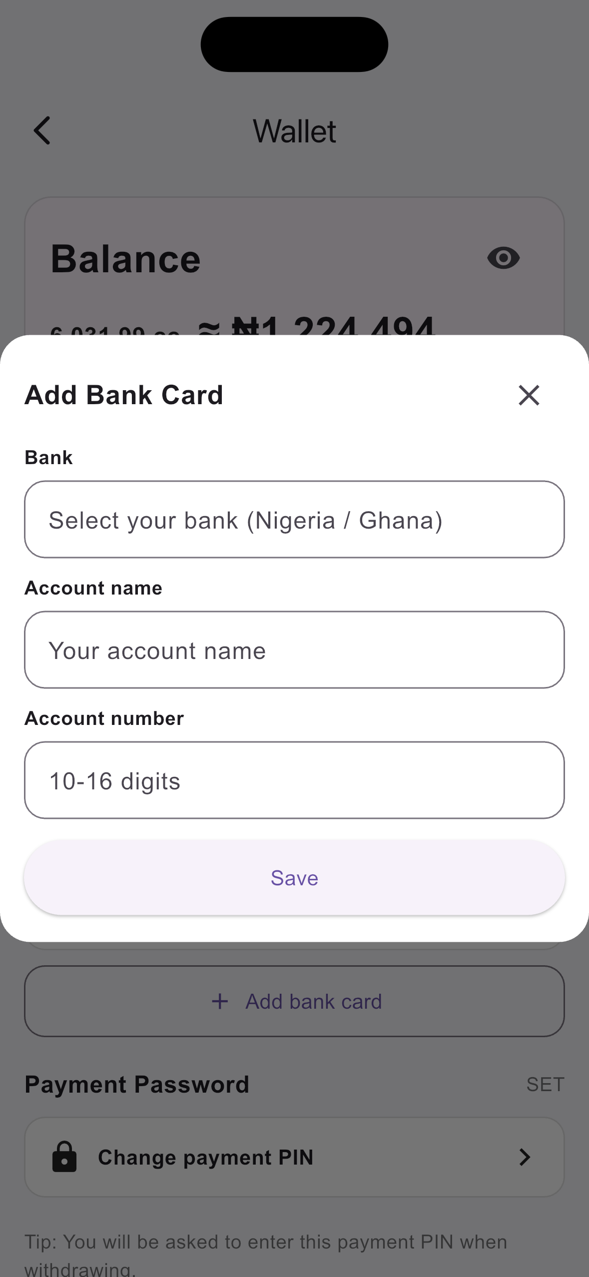 Enter the wallet and click "Add Bank Card"